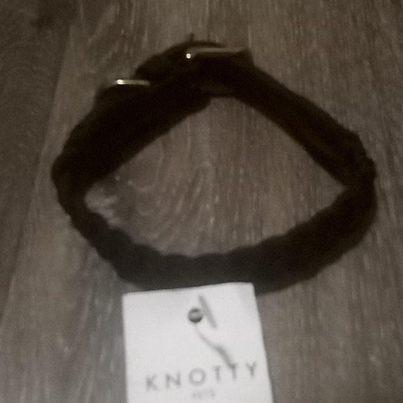 NWT: KNOTTY PETS, BRAIDED CLASSIC, DOG COLLAR, BLK W/BLK LTH & GOLD HARDWARE. - Picture 14 of 16